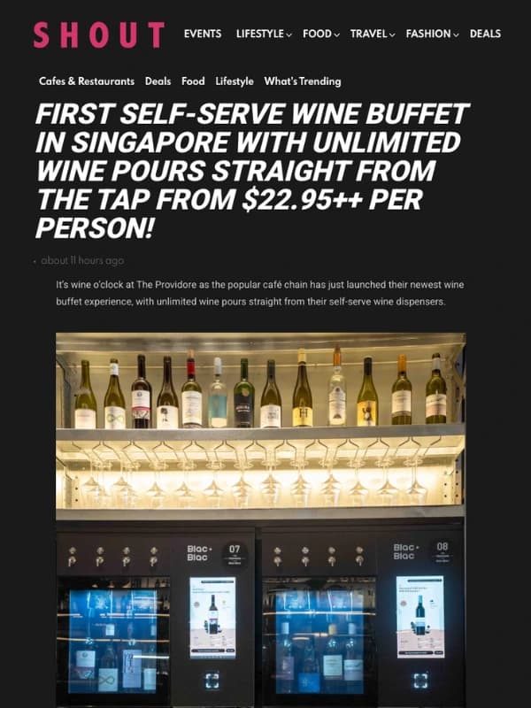 Shout Article of the Providore 1 for 1 Wine Buffet